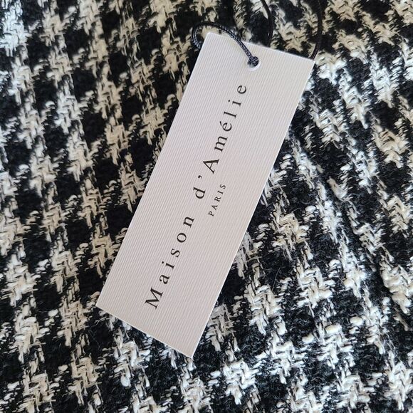 NEW maison d'amelie houndstooth plaid mini skirt zip front womens size 4 - Picture 4 of 6
